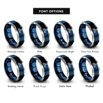 font options for inside engraving on blue & grey self driving car rings
