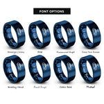 font options for inside engraving on blue self driving car rings