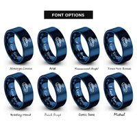 font options for inside engraving on blue self driving car rings