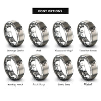 font options for inside engraving on grey self driving car rings