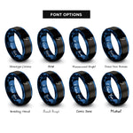 font options for inside engraving on black & blue semicolon rings