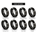 font options for inside engraving on black & gray semicolon rings
