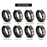 font options for inside engraving on black & silver semicolon rings