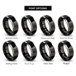 font options for inside engraving on black & gray semicolon rings