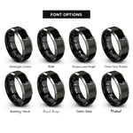 font options for inside engraving on black & silver semicolon rings