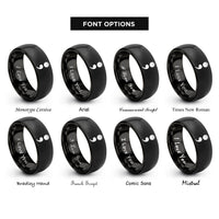 font options for inside engraving on black semicolon rings