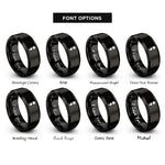 font options for inside engraving on black semicolon rings