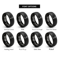 font options for inside engraving on black semicolon rings