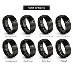 font options for inside engraving on black semicolon rings