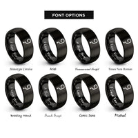 font options for inside engraving on black semicolon rings