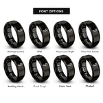 font options for inside engraving on black semicolon rings