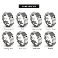 font options for inside engraving on grey semicolon rings