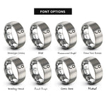 font options for inside engraving on grey semicolon rings