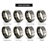font options for inside engraving on gunmetal & grey semicolon rings