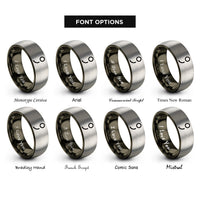 font options for inside engraving on gunmetal & grey semicolon rings