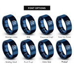 font options for inside engraving on blue sender mark rings