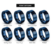 font options for inside engraving on blue sender mark rings