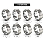 font options for inside engraving on silver separatory funnel rings