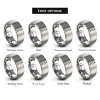 font options for inside engraving on silver separatory funnel rings