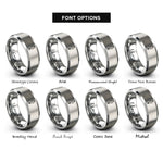 font options for inside engraving on silver separatory funnel rings