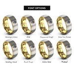 font options for inside engraving on gold & grey september aster rings