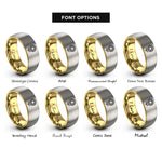 font options for inside engraving on gold & silver september aster rings