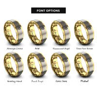 font options for inside engraving on gold & silver september aster rings