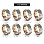 font options for inside engraving on rose gold & grey september aster rings
