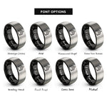 font options for inside engraving on black & silver sergeant stripes rings