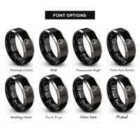 font options for inside engraving on black & gray sergeant stripes rings