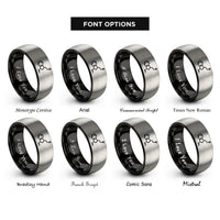 font options for inside engraving on black & gray serotonin molecule rings