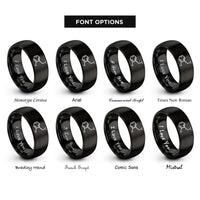 font options for inside engraving on black serotonin molecule rings