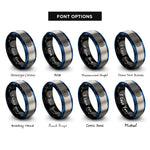 font options for inside engraving on black & blue & grey serpent circuit rings
