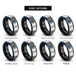 font options for inside engraving on black & blue & grey serpent coiled rings
