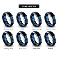 font options for inside engraving on blue & silver serpent emblem rings