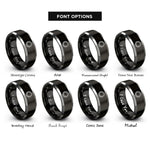 font options for inside engraving on black & silver serpent knot rings