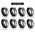 font options for inside engraving on black & grey serpent knot rings