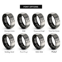 font options for inside engraving on black & gray serpent knot rings