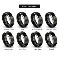 font options for inside engraving on black & grey serpent knot rings