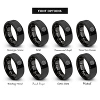 font options for inside engraving on black serpent knot rings