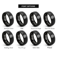 font options for inside engraving on black serpent knot dragon rings