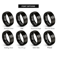 font options for inside engraving on black serpentine path rings