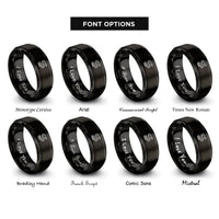 font options for inside engraving on black serpentine path rings