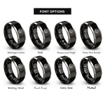 font options for inside engraving on black & gray service chevron rings