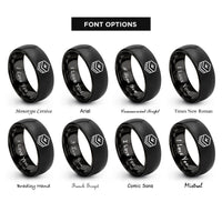 font options for inside engraving on black service chevron rings
