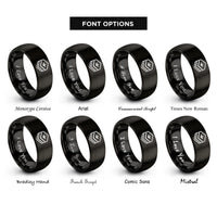 font options for inside engraving on black service chevron rings