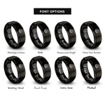 font options for inside engraving on black service chevron rings