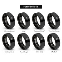 font options for inside engraving on black service chevron rings