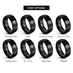 font options for inside engraving on black service star rings