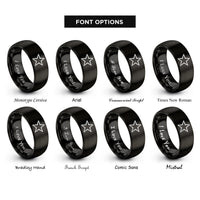 font options for inside engraving on black service star rings